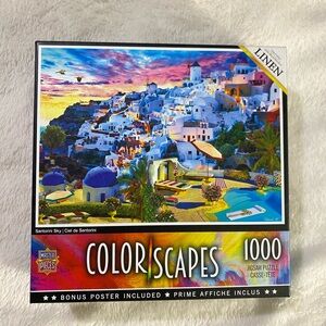 MasterPieces Santorini Sky 1000 Piece Linen Jigsaw Puzzle Vibrant Family Fun